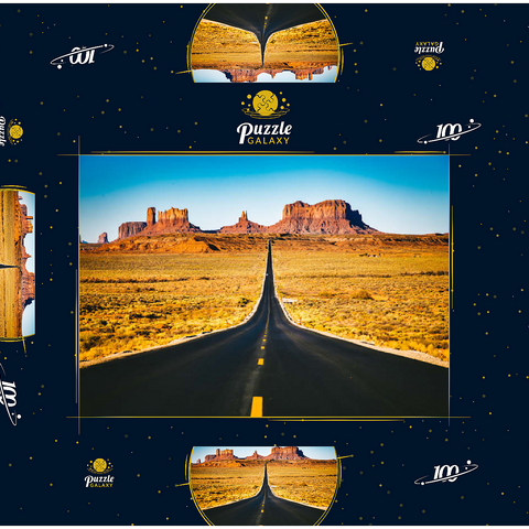 U.S. Route 163, die durch das berühmte Monument Valley führt, Utah, USA 100 Puzzle Schachtel 3D Modell