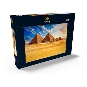 Die Pyramiden in der sonnigen Wüste Gizeh, Ägypten 1000 Puzzle Schachtel Ansicht2