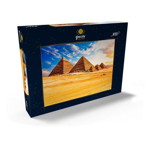 Die Pyramiden in der sonnigen Wüste Gizeh, Ägypten 1000 Puzzle Schachtel Ansicht2