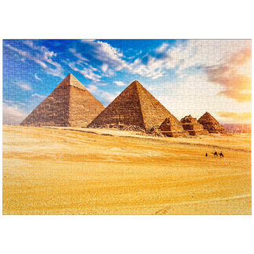 puzzleplate Die Pyramiden in der sonnigen Wüste Gizeh, Ägypten 1000 Puzzle