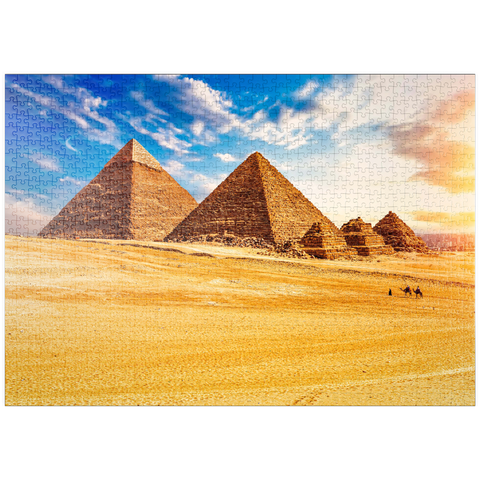 puzzleplate Die Pyramiden in der sonnigen Wüste Gizeh, Ägypten 1000 Puzzle