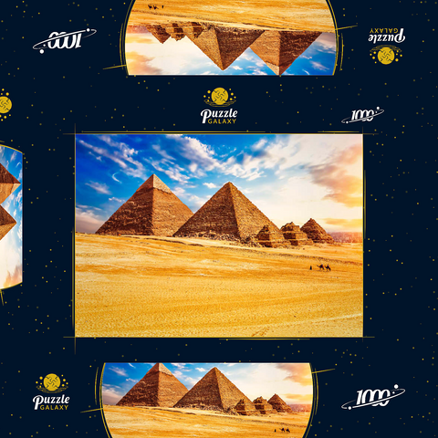 Die Pyramiden in der sonnigen Wüste Gizeh, Ägypten 1000 Puzzle Schachtel 3D Modell