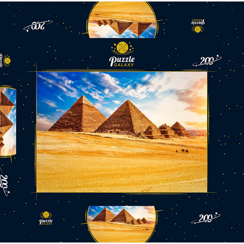 Die Pyramiden in der sonnigen Wüste Gizeh, Ägypten 200 Puzzle Schachtel 3D Modell