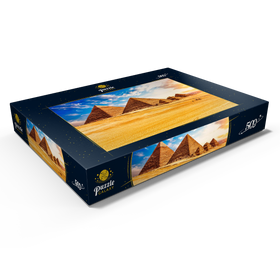 Alternative Darstellung des Puzzle-Motivs Die Pyramiden in der sonnigen Wüste Gizeh, Ägypten – Puzzleteile: 500