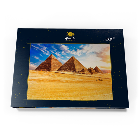 Die Pyramiden in der sonnigen Wüste Gizeh, Ägypten 500 Puzzle Schachtel Ansicht3