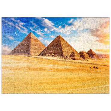 puzzleplate Die Pyramiden in der sonnigen Wüste Gizeh, Ägypten 500 Puzzle