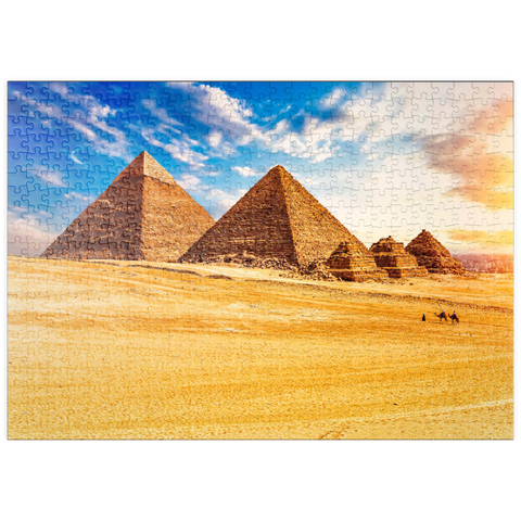 puzzleplate Die Pyramiden in der sonnigen Wüste Gizeh, Ägypten 500 Puzzle