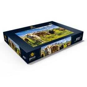 Alternative Darstellung des Puzzle-Motivs Kühe vor einer Idyllischen Alpen-Landschaft – Puzzleteile: 1000