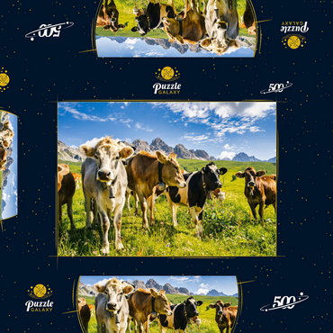 Kühe vor einer Idyllischen Alpen-Landschaft 500 Puzzle Schachtel 3D Modell