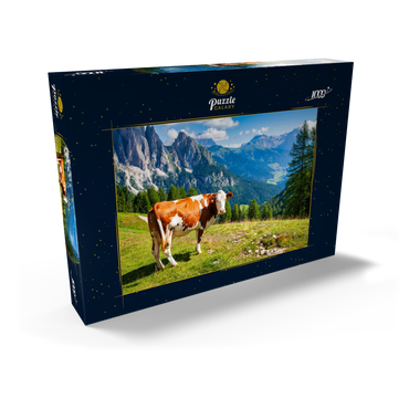 Grasende Kühe in den Dolomitenbergen 1000 Puzzle Schachtel Ansicht2