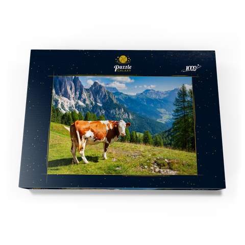 Grasende Kühe in den Dolomitenbergen 1000 Puzzle Schachtel Ansicht3