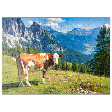 puzzleplate Grasende Kühe in den Dolomitenbergen 200 Puzzle