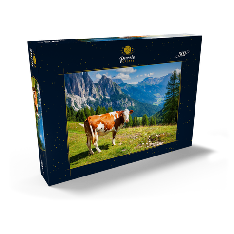 Grasende Kühe in den Dolomitenbergen 500 Puzzle Schachtel Ansicht2