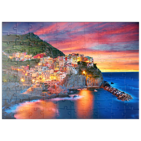 Darstellung des Puzzle Motivs Berühmte Stadt Manarola in Italien - Cinque Terre, Ligurien - Puzzleteile: 100