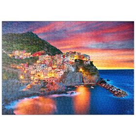 Darstellung des Puzzle-Motivs Berühmte Stadt Manarola in Italien - Cinque Terre, Ligurien – Puzzleteile: 500