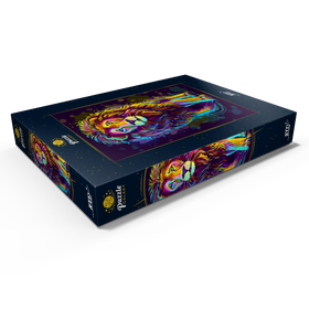 Darstellung des Puzzle Motivs Künstlerisches, neonfarbenes Porträt eines Löwen im Stil der Pop-Art - Puzzleteile: 1000