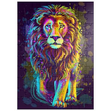 puzzleplate Künstlerisches, neonfarbenes Porträt eines Löwen im Stil der Pop-Art 100 Puzzle