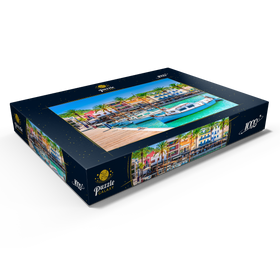 Darstellung des Puzzle Motivs Boote an der Anlegestelle von Port de Andratx. Mallorca, Spanien - Puzzleteile: 1000