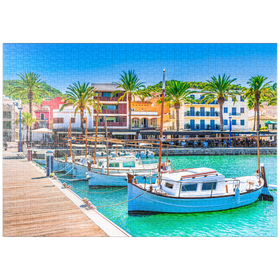 Darstellung des Puzzle-Motivs Boote an der Anlegestelle von Port de Andratx. Mallorca, Spanien – Puzzleteile: 1000