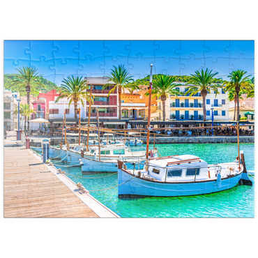 puzzleplate Boote an der Anlegestelle von Port de Andratx. Mallorca, Spanien 100 Puzzle