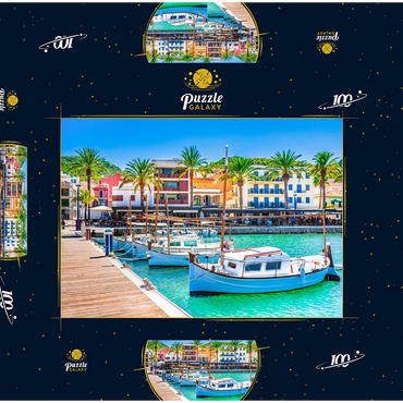 Boote an der Anlegestelle von Port de Andratx. Mallorca, Spanien 100 Puzzle Schachtel 3D Modell