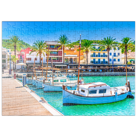 puzzleplate Boote an der Anlegestelle von Port de Andratx. Mallorca, Spanien 200 Puzzle