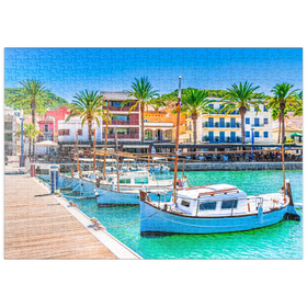 Darstellung des Puzzle-Motivs Boote an der Anlegestelle von Port de Andratx. Mallorca, Spanien – Puzzleteile: 500
