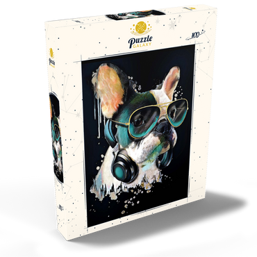 Französische Bulldogge mit Kopfhörer 100 Puzzle Schachtel Ansicht2