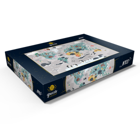 Darstellung des Puzzle Motivs Die Weltkarte mit Cartoon-Tieren für Kinder - Puzzleteile: 1000