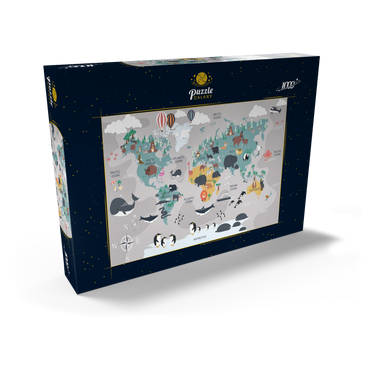 Die Weltkarte mit Cartoon-Tieren für Kinder 1000 Puzzle Schachtel Ansicht2