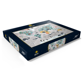 Darstellung des Puzzle Motivs Die Weltkarte mit Cartoon-Tieren für Kinder - Puzzleteile: 200