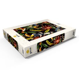 Alternative Darstellung des Puzzle-Motivs Vögel mit tropischen Blättern und Blumen – Puzzleteile: 1000