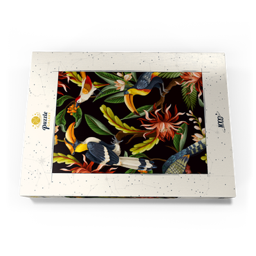 Vögel mit tropischen Blättern und Blumen 1000 Puzzle Schachtel Ansicht3