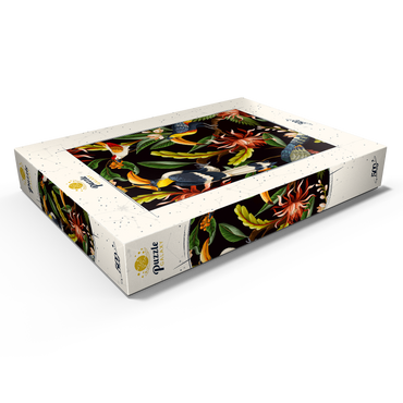 Vögel mit tropischen Blättern und Blumen 500 Puzzle Schachtel Ansicht1