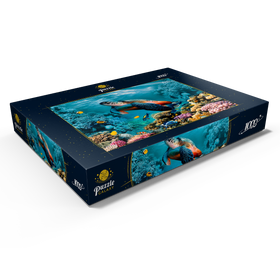 Alternative Darstellung des Puzzle-Motivs Unterwasserwelt mit Schildkröte und Korallen – Puzzleteile: 1000