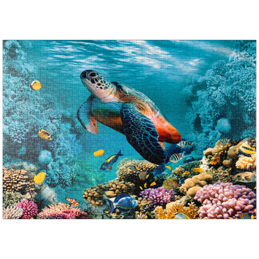puzzleplate Unterwasserwelt mit Schildkröte und Korallen 1000 Puzzle