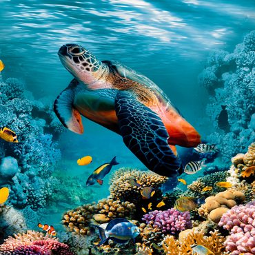 Unterwasserwelt mit Schildkröte und Korallen 1000 Puzzle 3D Modell