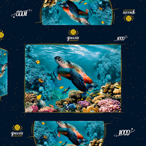 Unterwasserwelt mit Schildkröte und Korallen 1000 Puzzle Schachtel 3D Modell