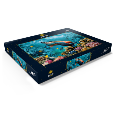 Unterwasserwelt mit Schildkröte und Korallen 100 Puzzle Schachtel Ansicht1