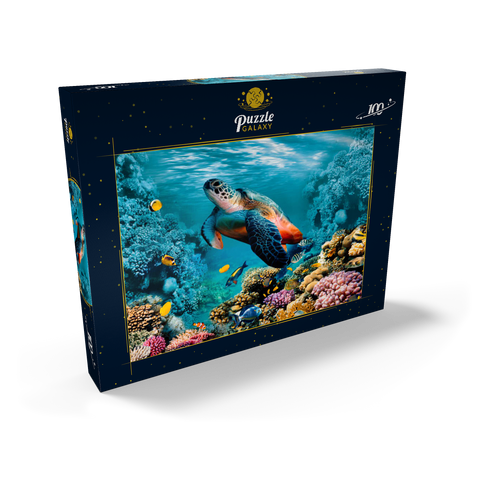 Unterwasserwelt mit Schildkröte und Korallen 100 Puzzle Schachtel Ansicht2