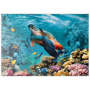 puzzleplate Unterwasserwelt mit Schildkröte und Korallen 100 Puzzle