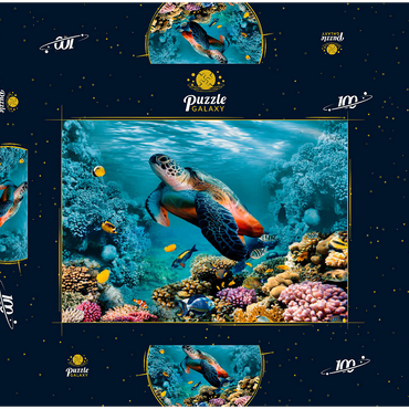 Unterwasserwelt mit Schildkröte und Korallen 100 Puzzle Schachtel 3D Modell