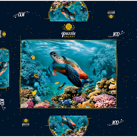 Unterwasserwelt mit Schildkröte und Korallen 100 Puzzle Schachtel 3D Modell