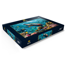 Alternative Darstellung des Puzzle-Motivs Unterwasserwelt mit Schildkröte und Korallen – Puzzleteile: 200