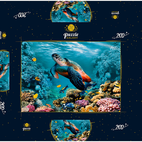 Unterwasserwelt mit Schildkröte und Korallen 200 Puzzle Schachtel 3D Modell