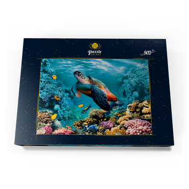 Unterwasserwelt mit Schildkröte und Korallen 500 Puzzle Schachtel Ansicht3