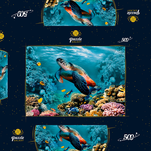 Unterwasserwelt mit Schildkröte und Korallen 500 Puzzle Schachtel 3D Modell