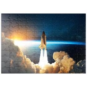 Darstellung des Puzzle-Motivs Raumfähre startet in den Weltraum – Puzzleteile: 100