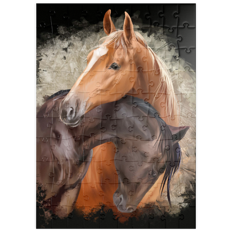 puzzleplate Zwei Pferde umschlungen 100 Puzzle