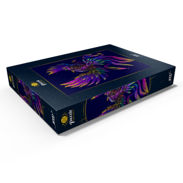 Künstlerisches, neonfarbenes Porträt eines Phoenix im Stil der Pop-Art 1000 Puzzle Schachtel Ansicht1